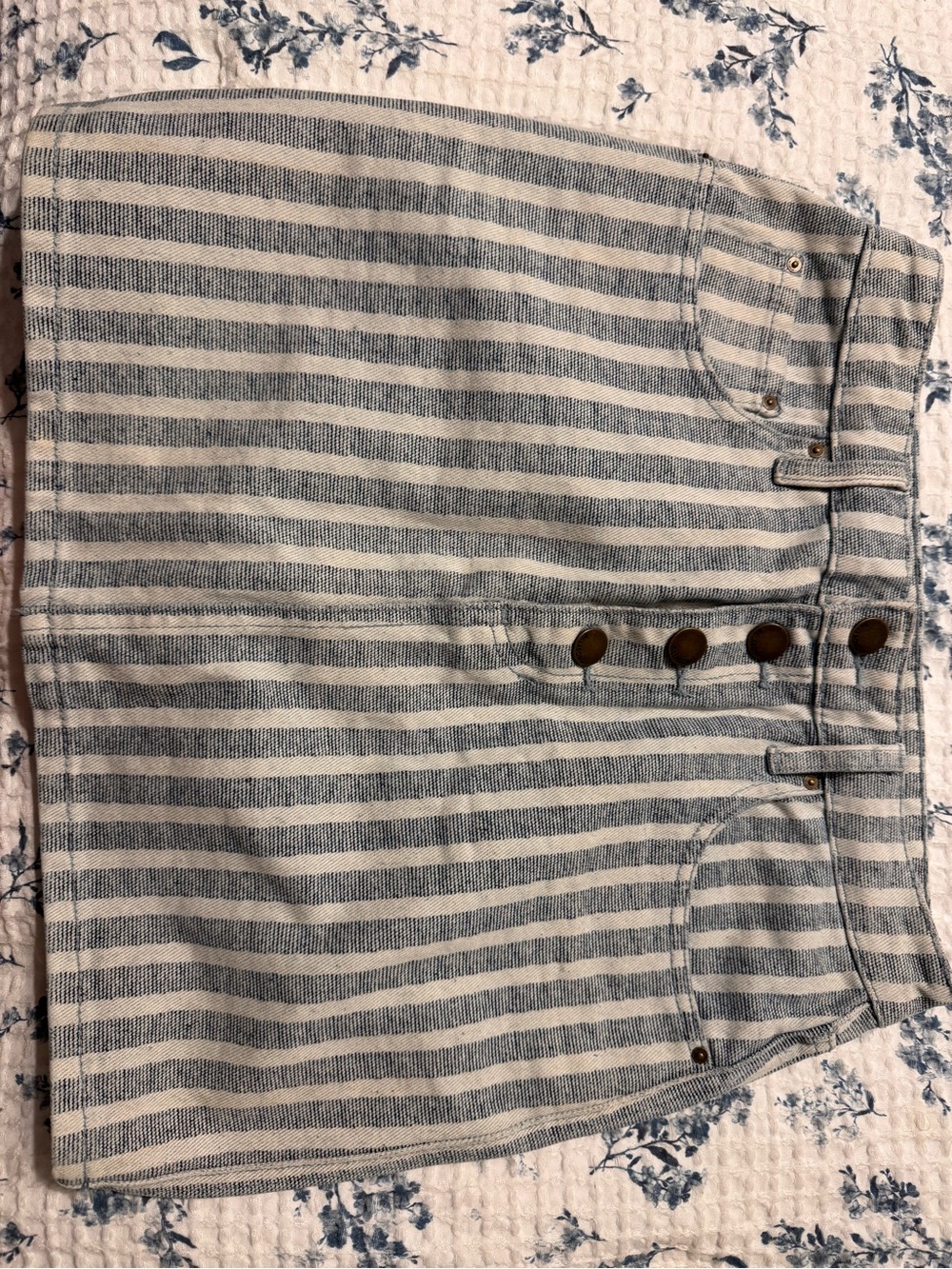 Billabong Blue and White Striped Mini Skirt